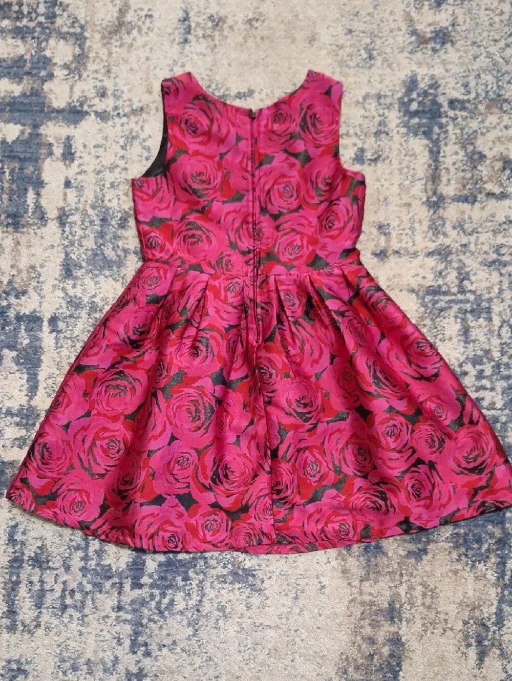 The Children's Place Girls Fuchsia Pink Rose Floral Brocade Party Dress Size 14